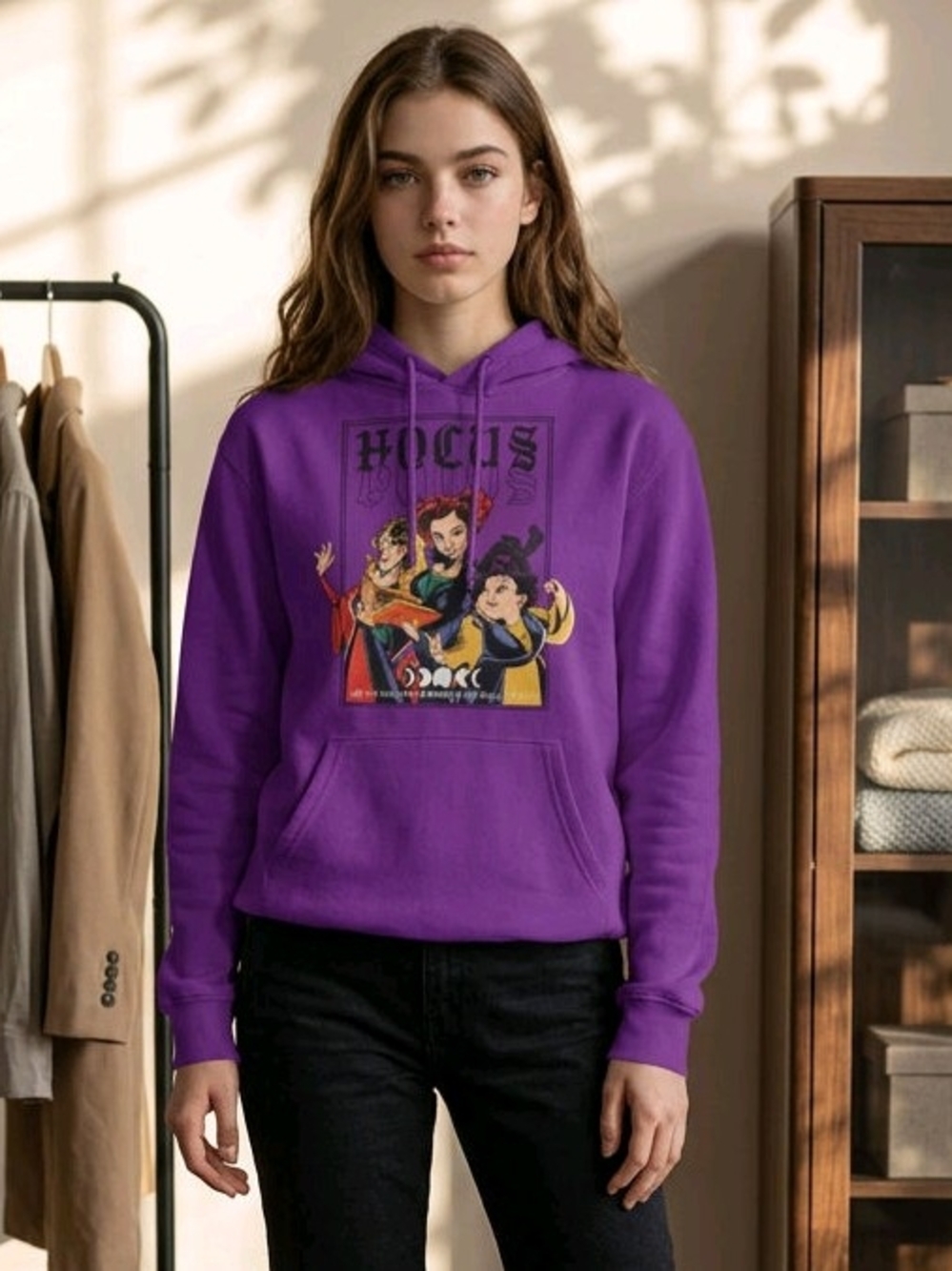 Halloween Disney Hocus Pocus Hoodie Purple w/Sanderson Sisters Yth XL(15-17) EUC